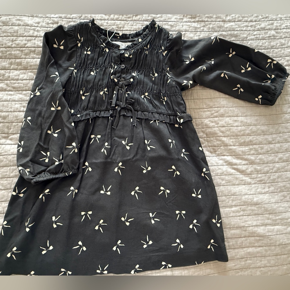 Zara Charcoal Dress with Cream Floral Accents